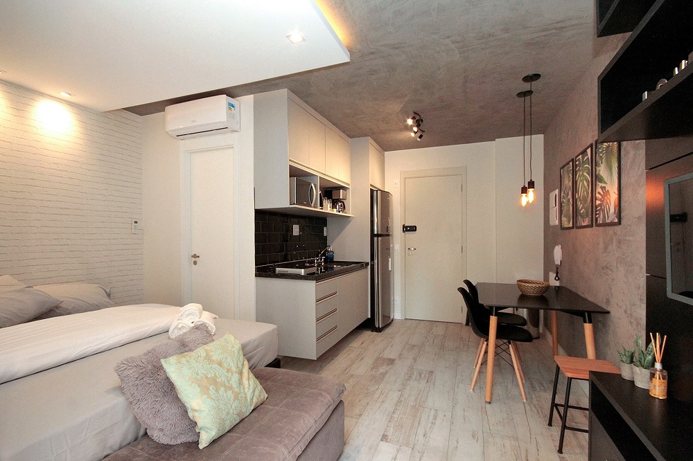 Căn hộ studio 35m2 được thiết kế theo hướng gọn gàng, linh hoạt