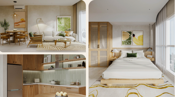 Căn hộ biển Flex Home bàn giao hoàn thiện nội thất theo tiêu chuẩn quốc tế