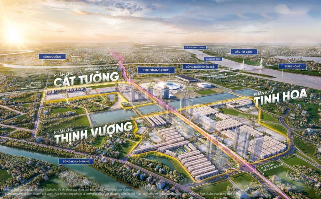 Vinhomes Global Gate được quy hoạch thành ba phân khu gồm Tinh Hoa, Thịnh Vượng, Cát Tường