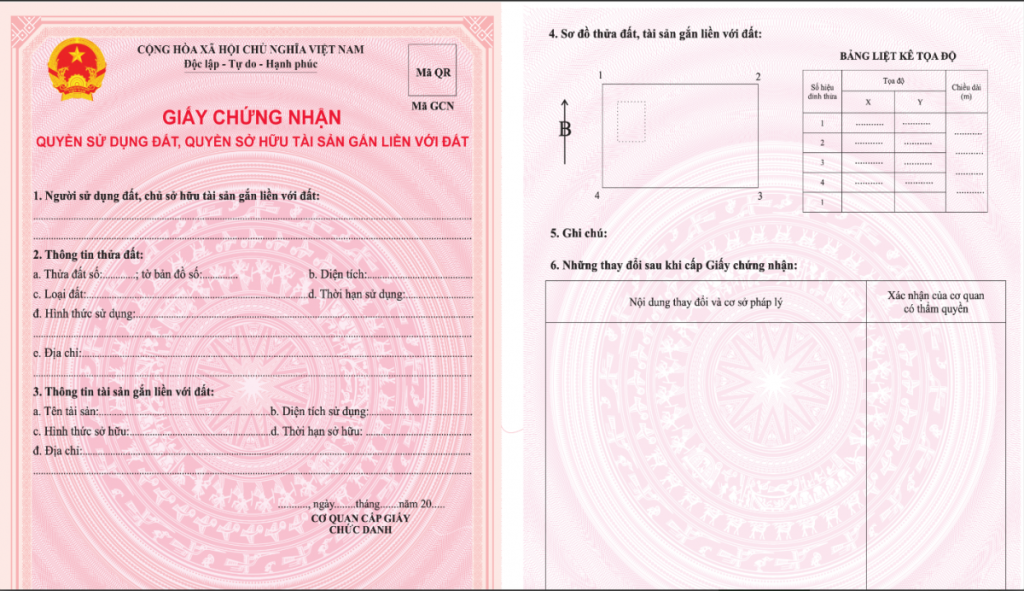 Mẫu Giấy chứng nhận quyền sử dụng đất, quyền sở hữu tài sản gắn liền với đất